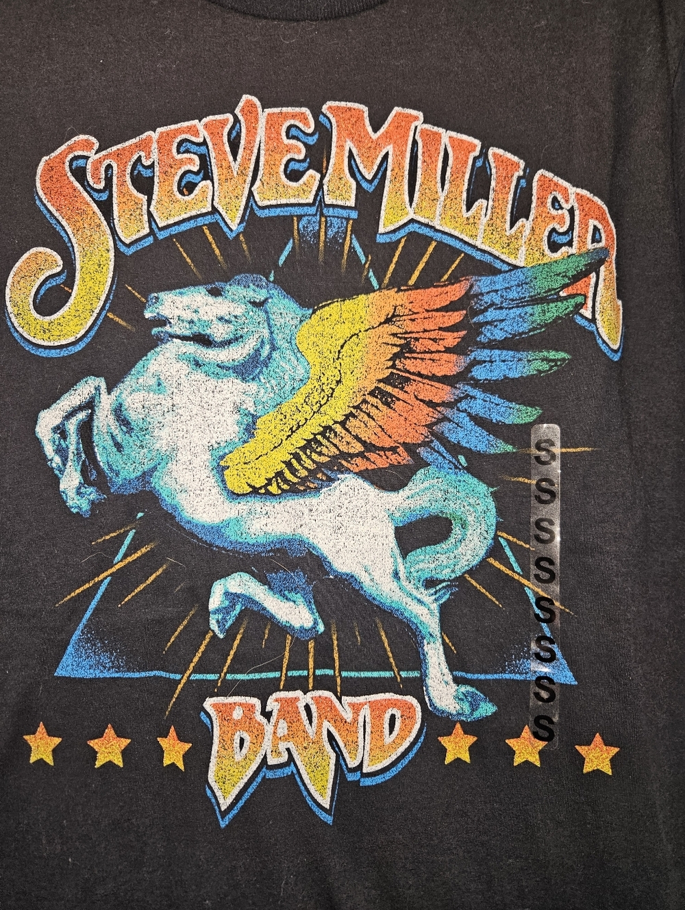 Steve Miller Band Black T-Shirt Men Small Retro Pegasus Rock Tee NEW - Picture 4 of 10